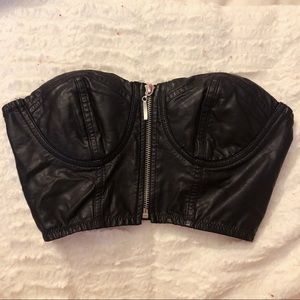 Black Faux Leather Crop Top